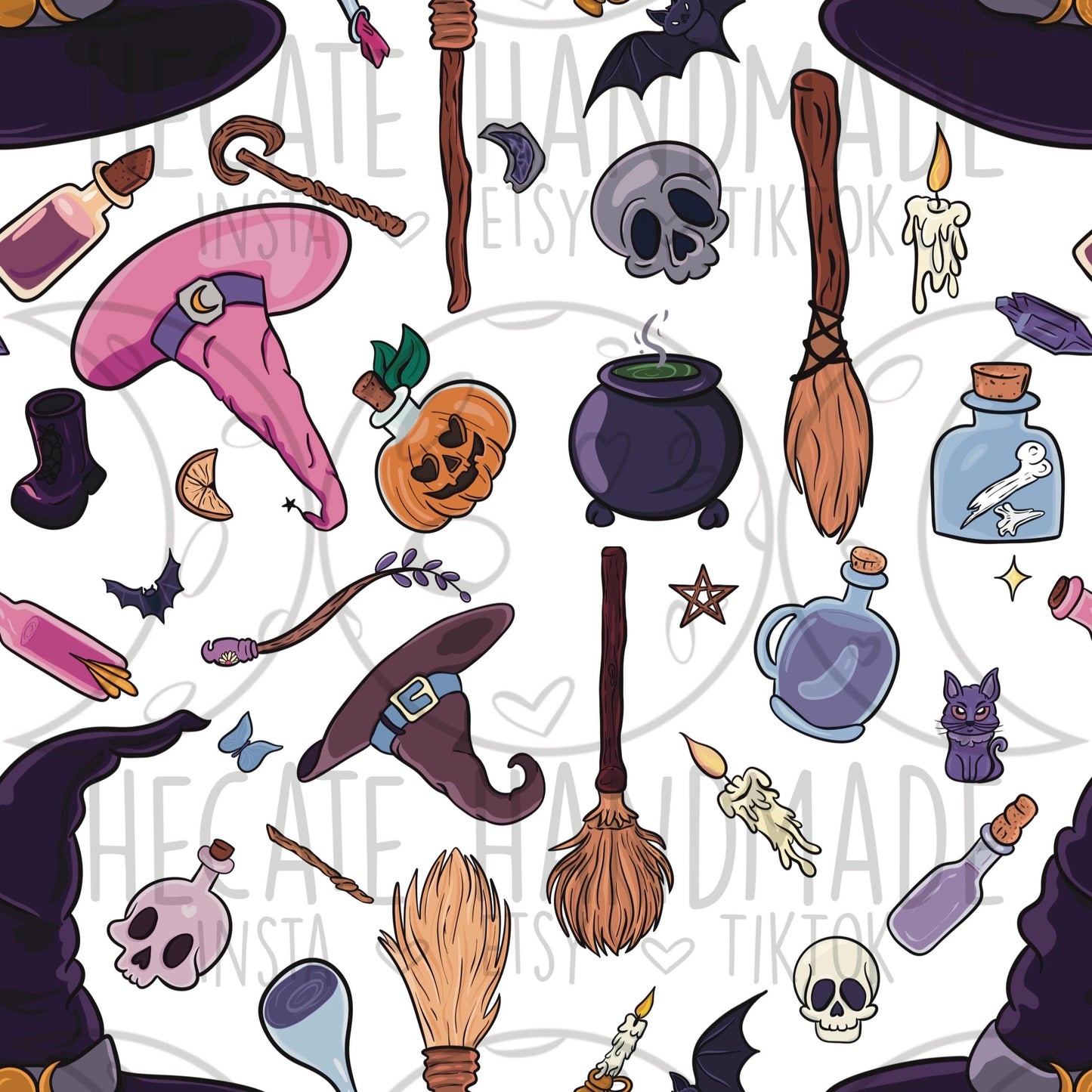 Dark Witch Seamless Pattern